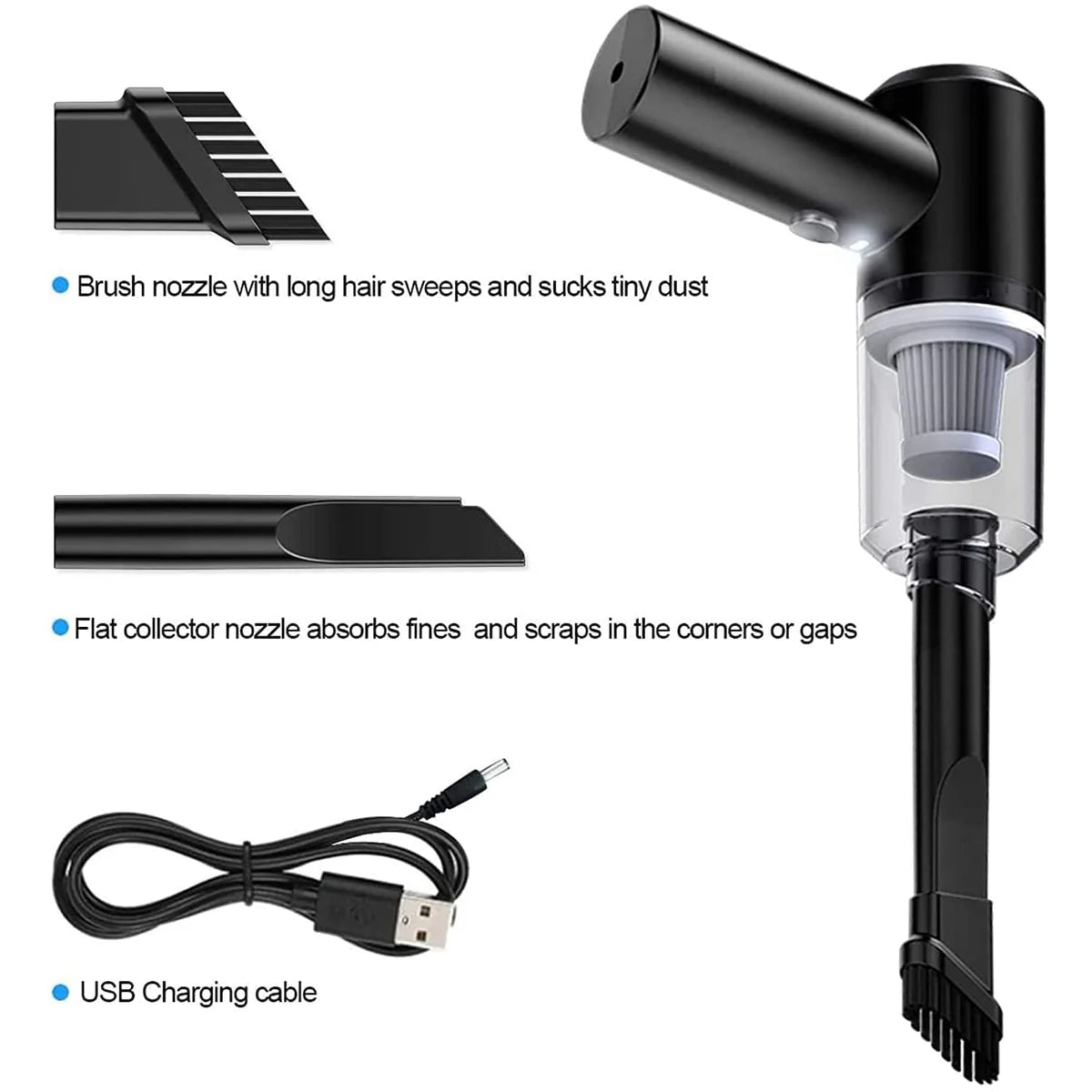 2 in 1 Wireless Vacuum Cleaner – 120W Handheld USB Rechargeable for Home & Car (1 Pc)