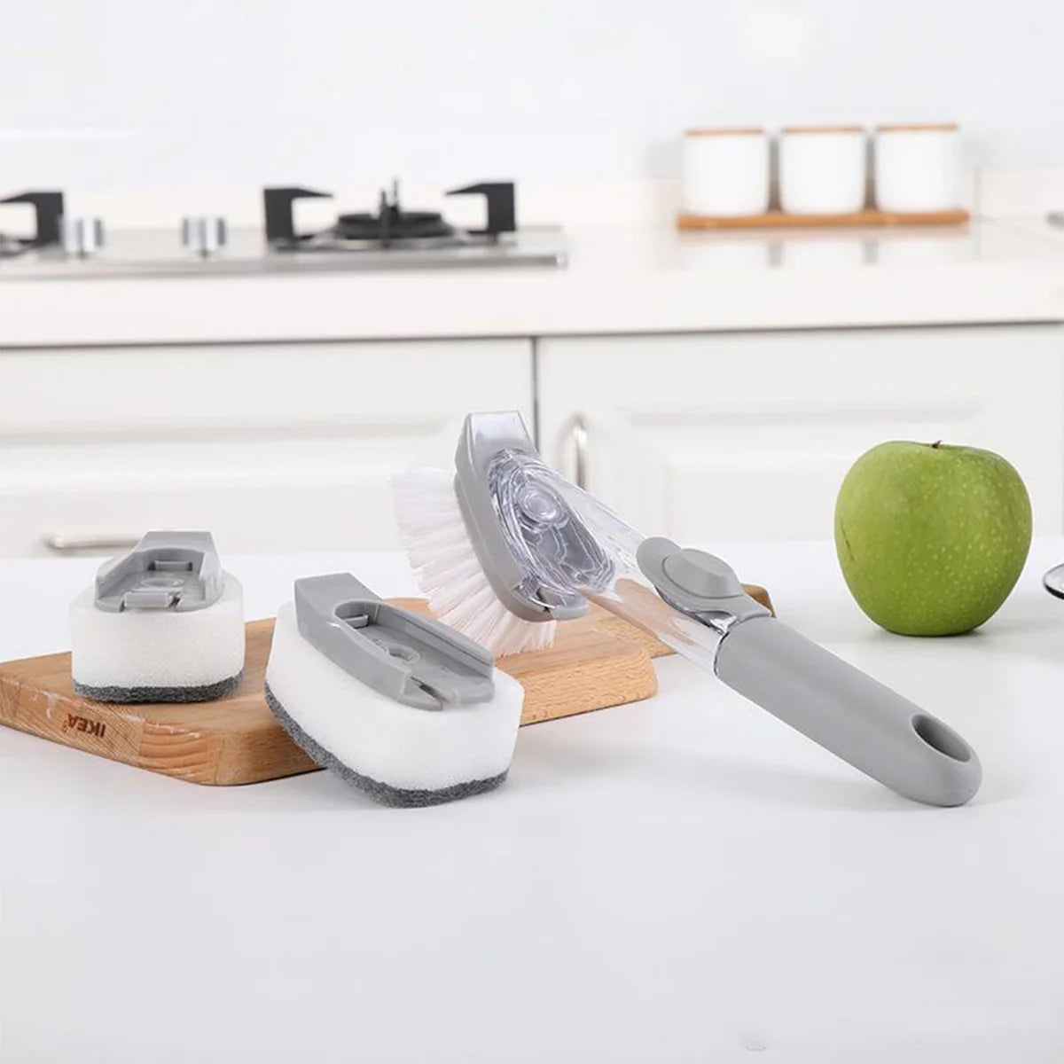 2-in-1 Dishwashing Brush, Long Handle Wash Pot Brush Washing Dish