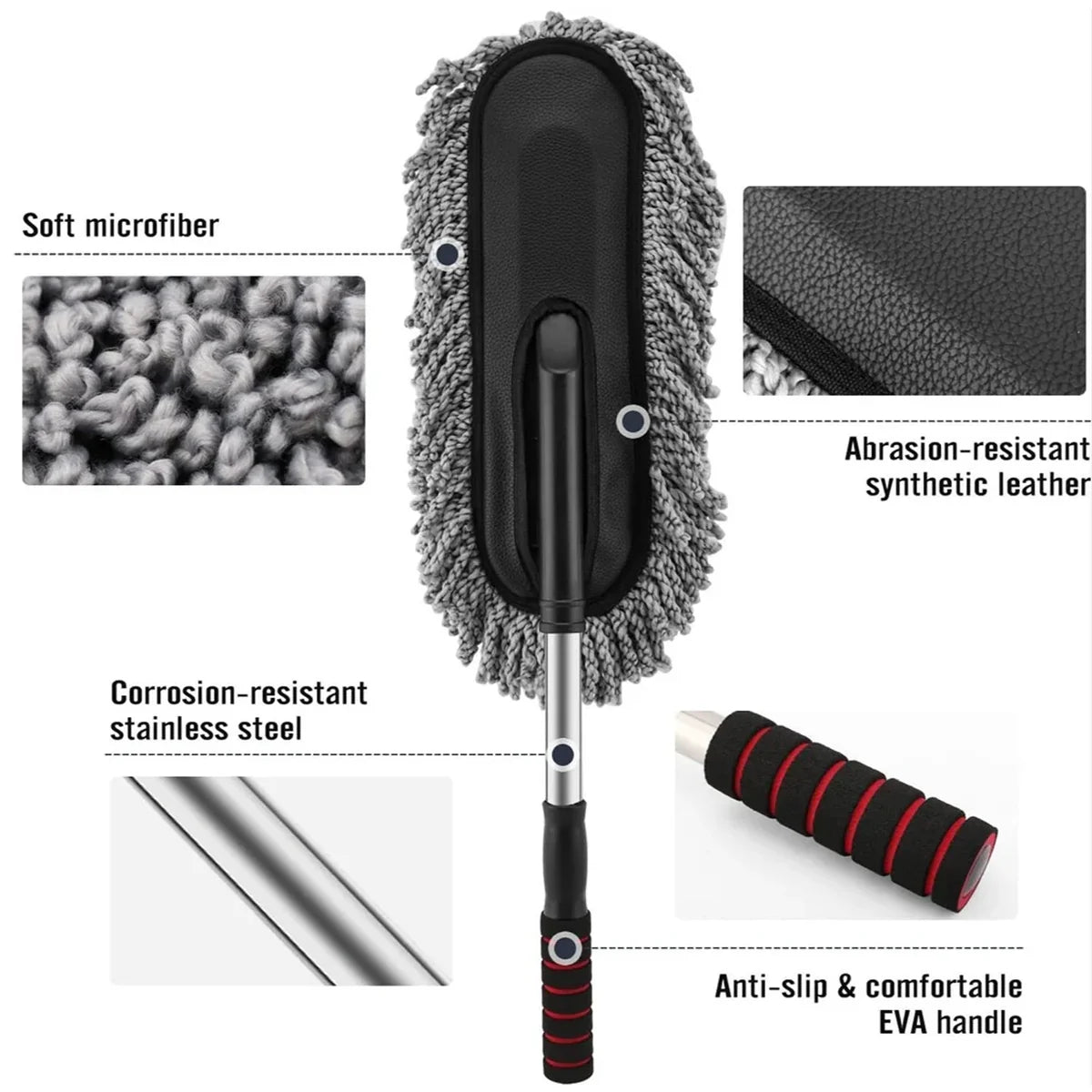 Multipurpose Microfiber Car Duster with Long Retractable Handle