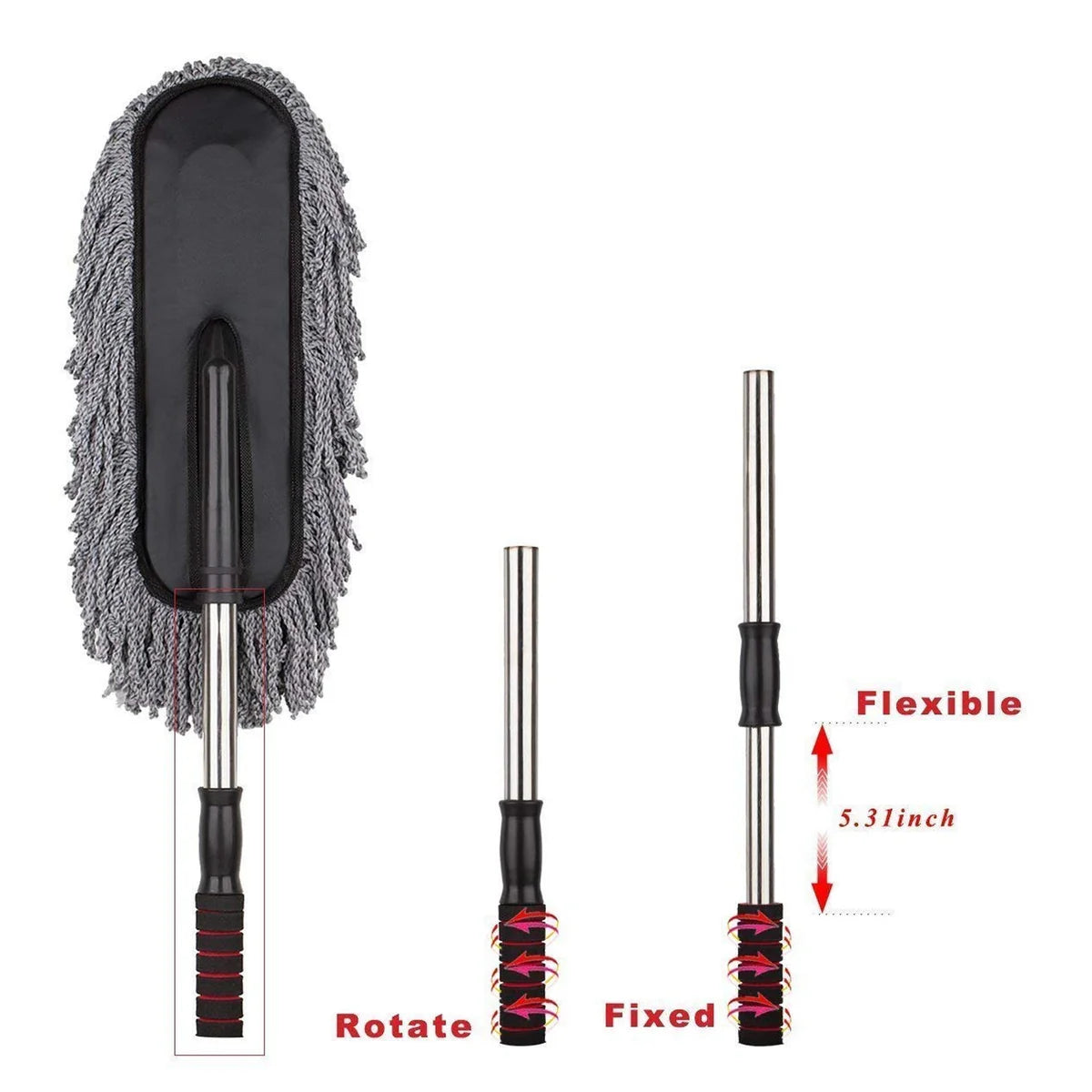 Multipurpose Microfiber Car Duster with Long Retractable Handle