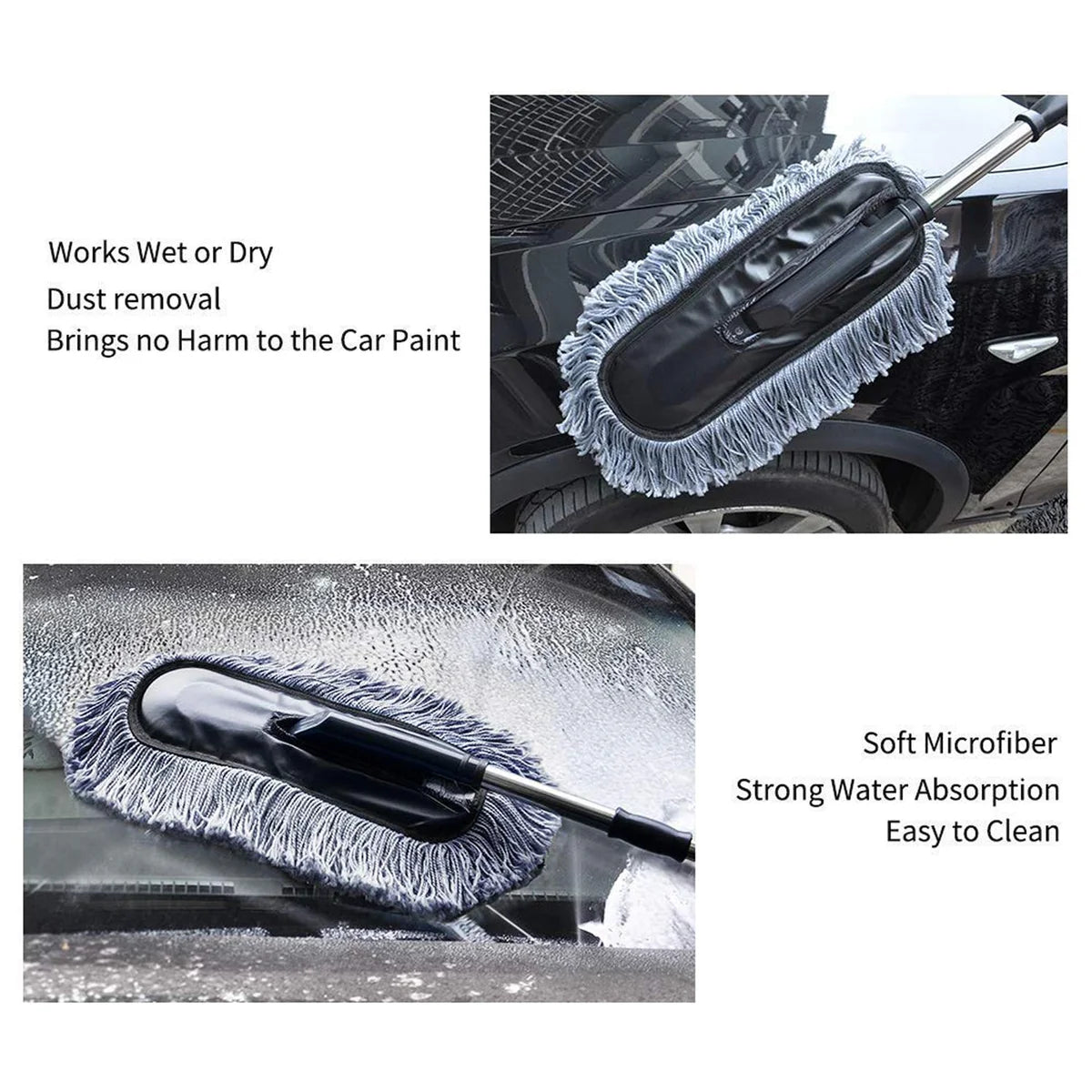 Multipurpose Microfiber Car Duster with Long Retractable Handle