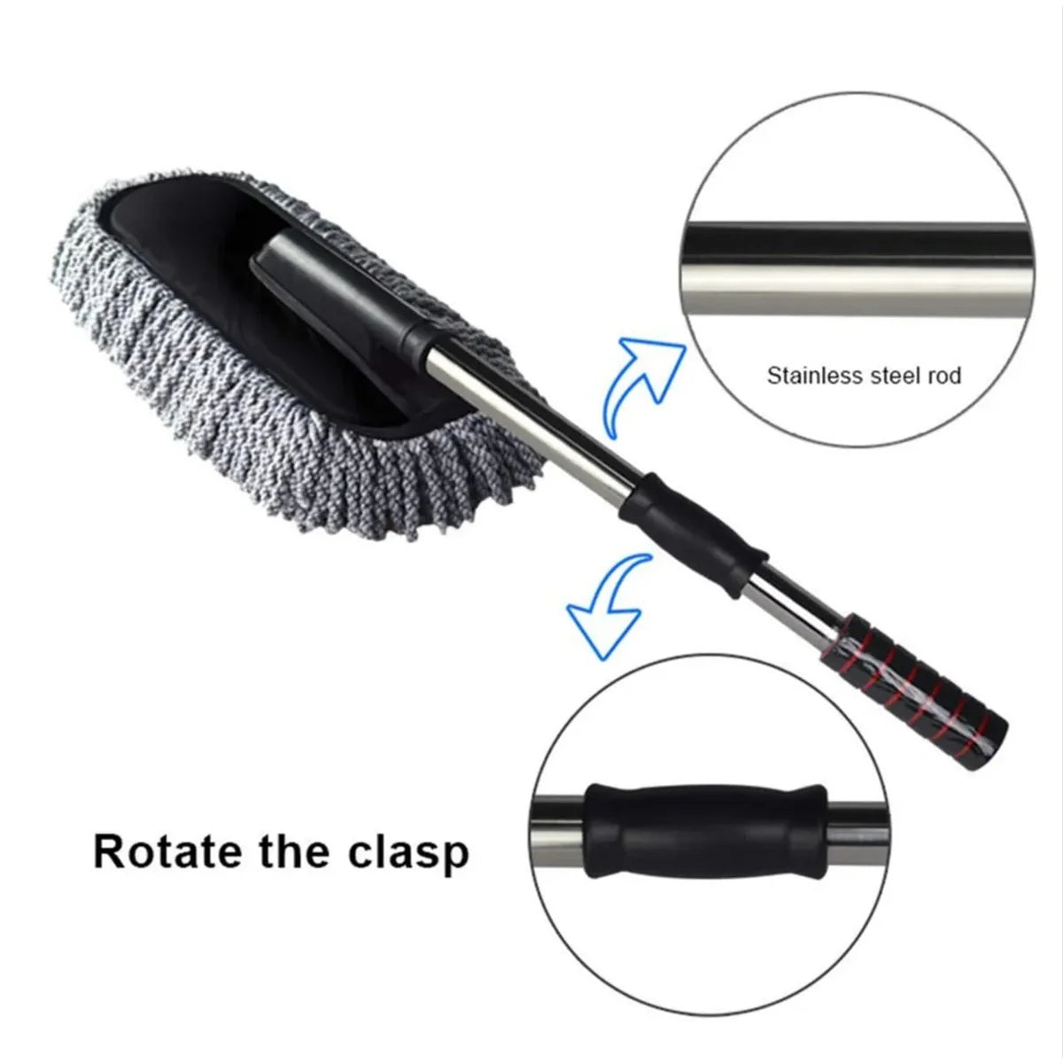 Multipurpose Microfiber Car Duster with Long Retractable Handle