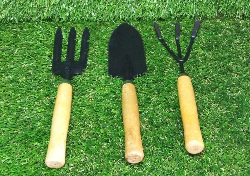 Gardening Tools - Hand Cultivator, Small Trowel, Garden Fork (Set of 3)
