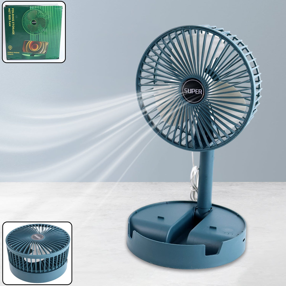 Adjustable Portable Desktop Fan – Telescopic, Silent Cooling for Office, Home & Travel (Rechargeable)